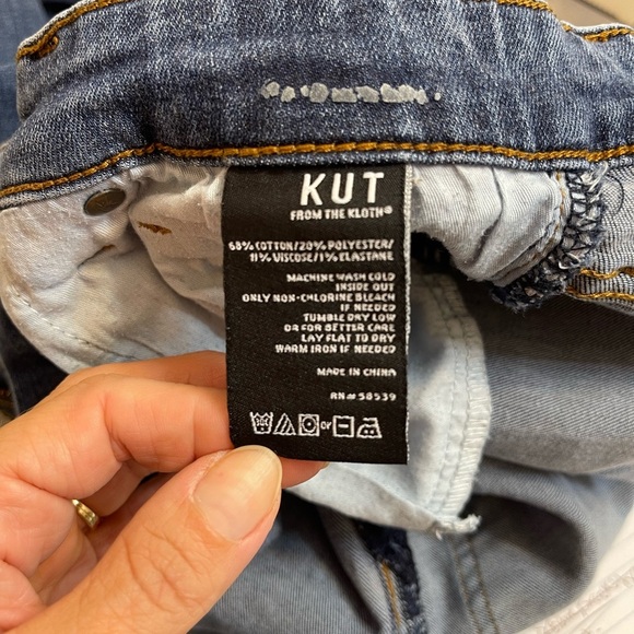 Kut From The Kloth Skinny Low Ankle Medium Wash Blue Denim Jeans Logo Womens 4 - Picture 13 of 13